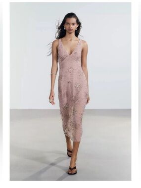 BNWT Zara Embellished Midi Dress